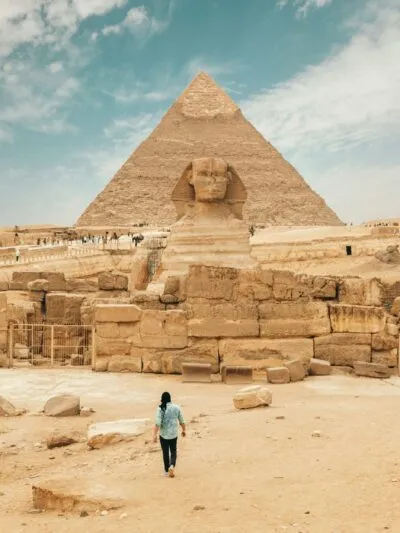 Sfinx en Piramide van Gizeh in Egypte.