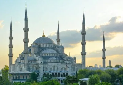Blauwe moskee in Istanbul voorkant