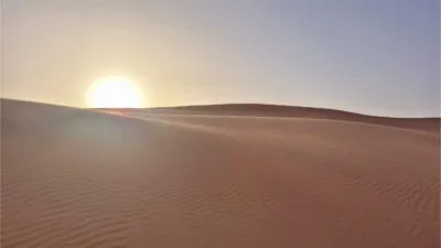 Oman Wahiba Sands met zonsondergang