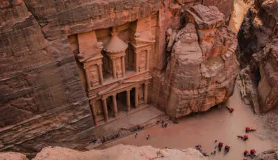 Petra in Jordanië van bovenaf gefotografeerd