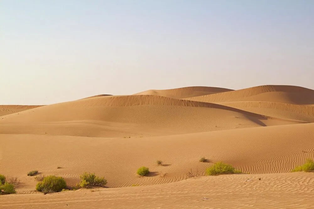 Een woestijn bij Abu Dhabi