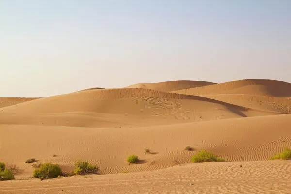 Een woestijn bij Abu Dhabi