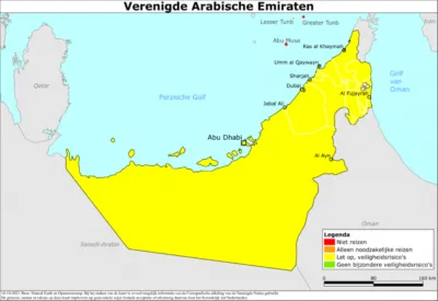 Emiraten reisadvies kaart