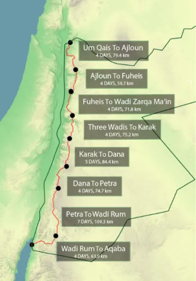 Trail route Jordanië